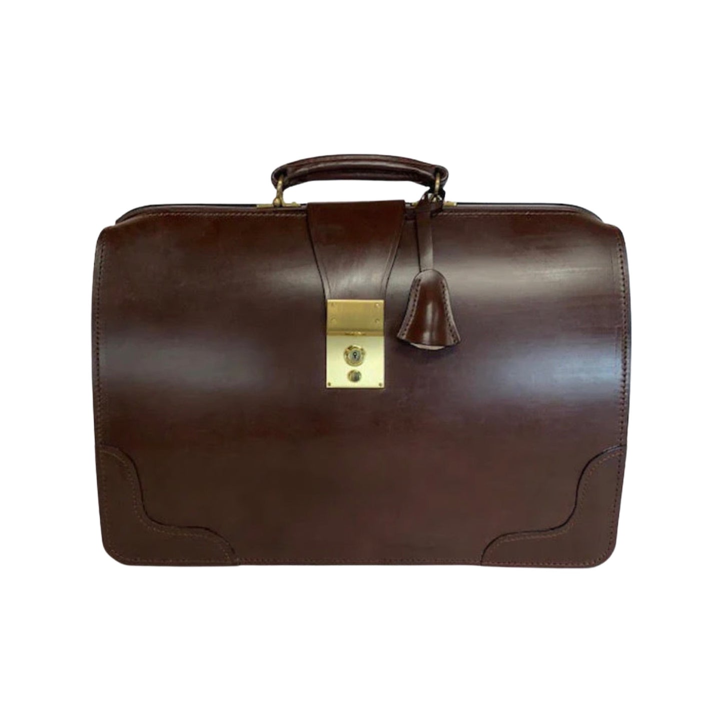 Bespoke Top Frame Briefcase | The Burr Briefcase | Hand Stitched | Finest Quality | Havana Bridle Hide | Tan Suede | Brass Fittings