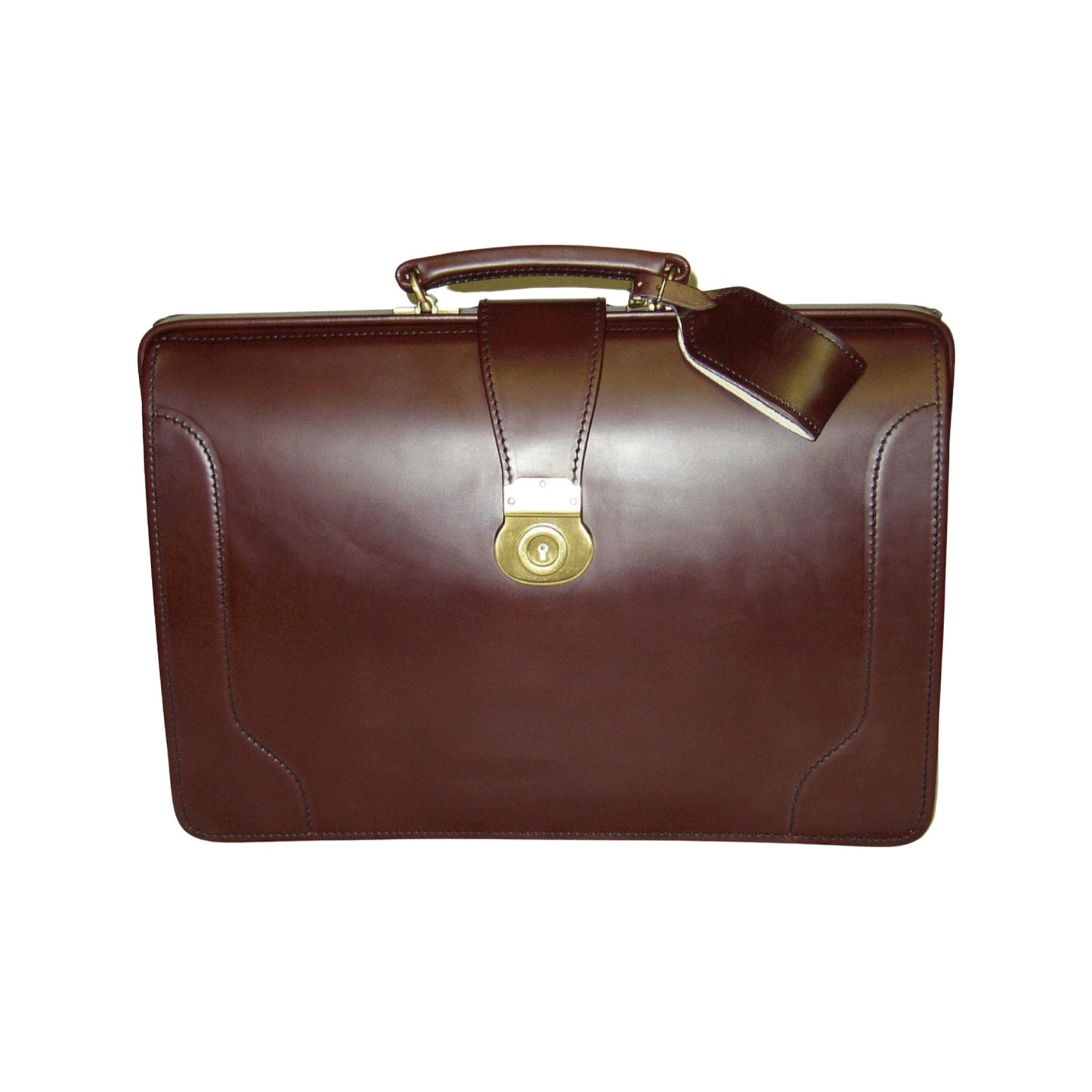 Top Frame Briefcase | Papworth Style | English Bridle Hide | Bespoke Production | Special 3 Position Round Lock | Hand Stitched | Made in England