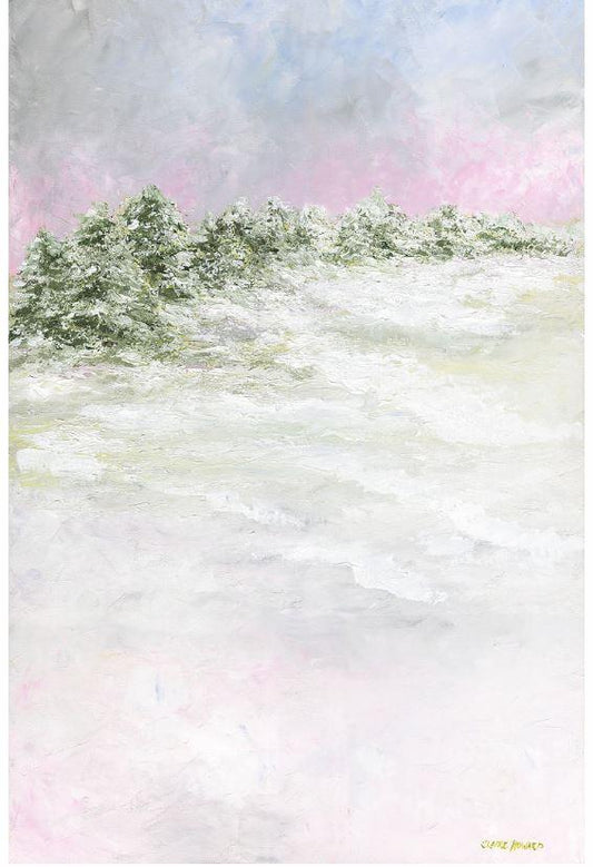 Art | Pine Lines in the Snow | Original Oil Painting by Claire Howard | 36" x 24"-Oil Painting-Sterling-and-Burke