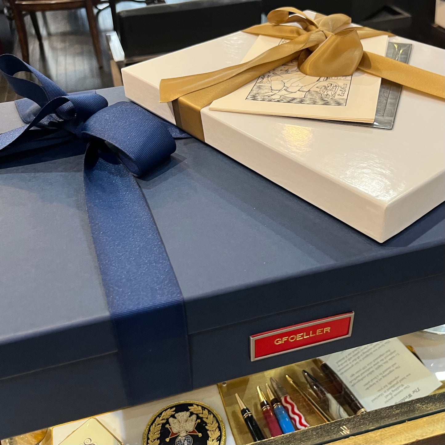 Gfoeller Custom Leatherbound Scrapbook Album | Gold Stamp Personalization | Archival Box | Book Mark | 11 x 15 inches