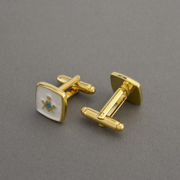 Custom Cufflinks | Custom Logo | Square Cuff Links with Gold Plate | Fine Quality Enamel | Custom Produced | Gold Plate-Cufflinks-Sterling-and-Burke