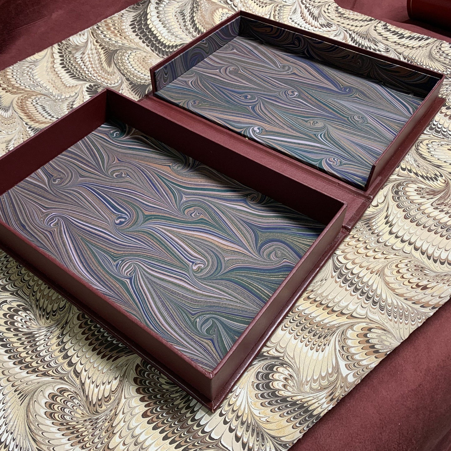 Bespoke Clamshell Archival Box | Leather Custom Box to Fit Special Red Photo Album | Made in USA | Charing Cross