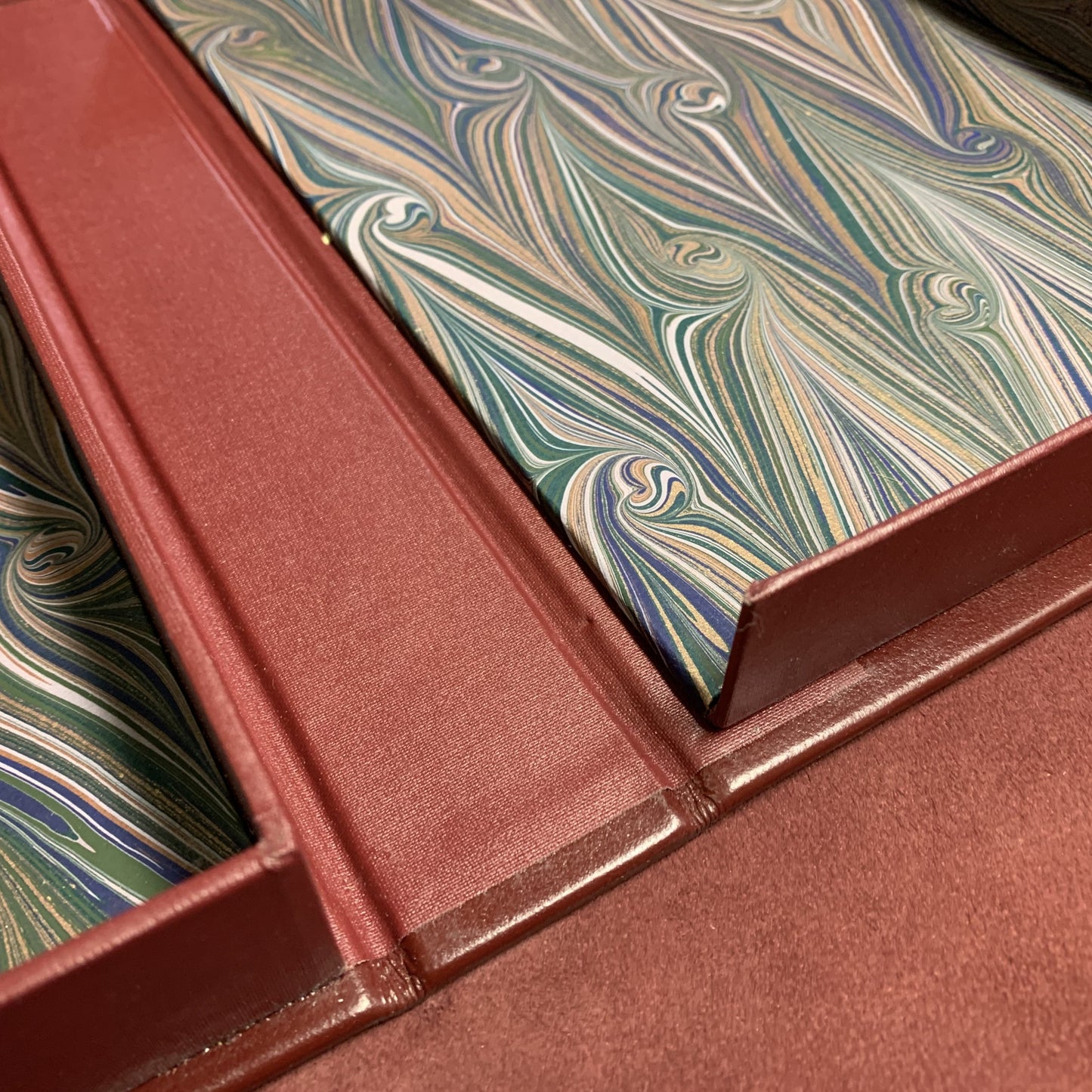Bespoke Clamshell Archival Box | Red Linen Book Cloth Custom Box to Fit Special Red Photo Album | Made in USA | Charing Cross