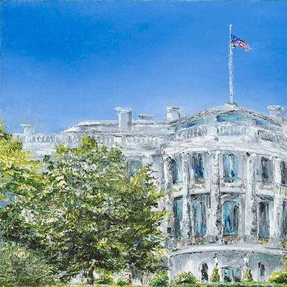 DC Art | The White House in Spring | Original Oil Painting by Claire Howard | 18" x 24"