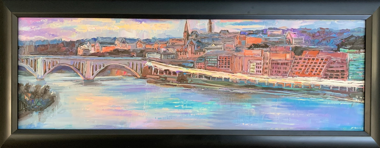 CUSTOM FRAME ONLY | Black Wood Frame, Simple, Deep and Substantial | Created for Commissioned Georgetown Painting | Painting 12 by 36 inches