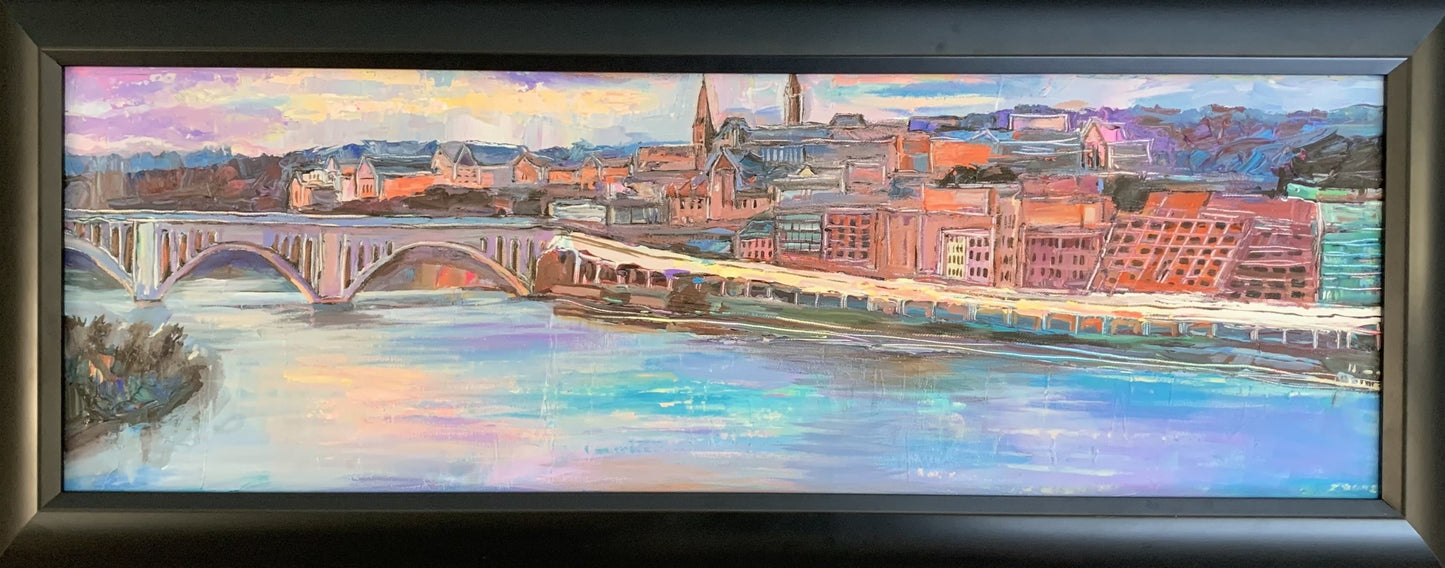 CUSTOM FRAME ONLY | Black Wood Frame, Simple, Deep and Substantial | Created for Commissioned Georgetown Painting | Painting 12 by 36 inches