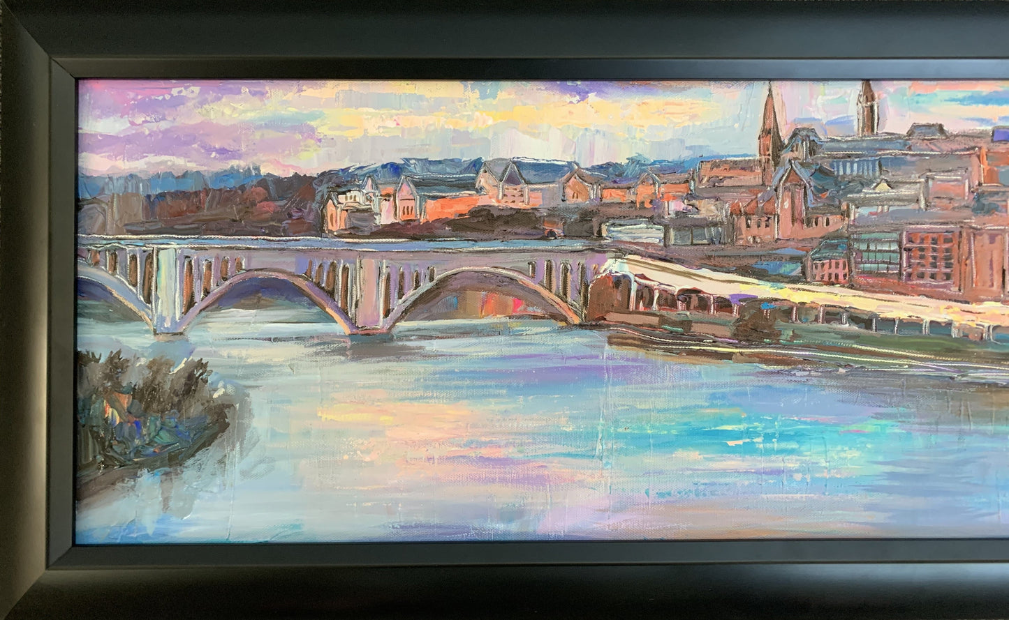 CUSTOM FRAME ONLY | Black Wood Frame, Simple, Deep and Substantial | Created for Commissioned Georgetown Painting | Painting 12 by 36 inches