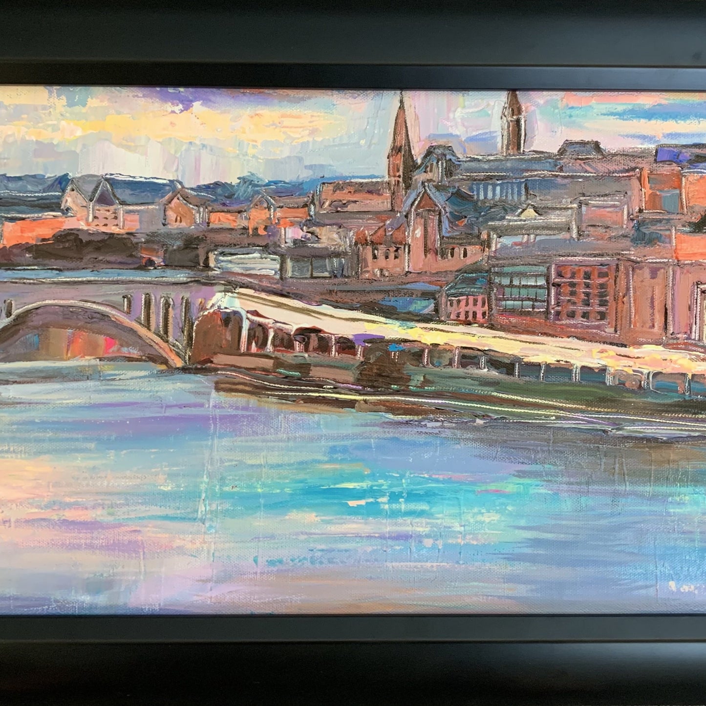 CUSTOM FRAME ONLY | Black Wood Frame, Simple, Deep and Substantial | Created for Commissioned Georgetown Painting | Painting 12 by 36 inches