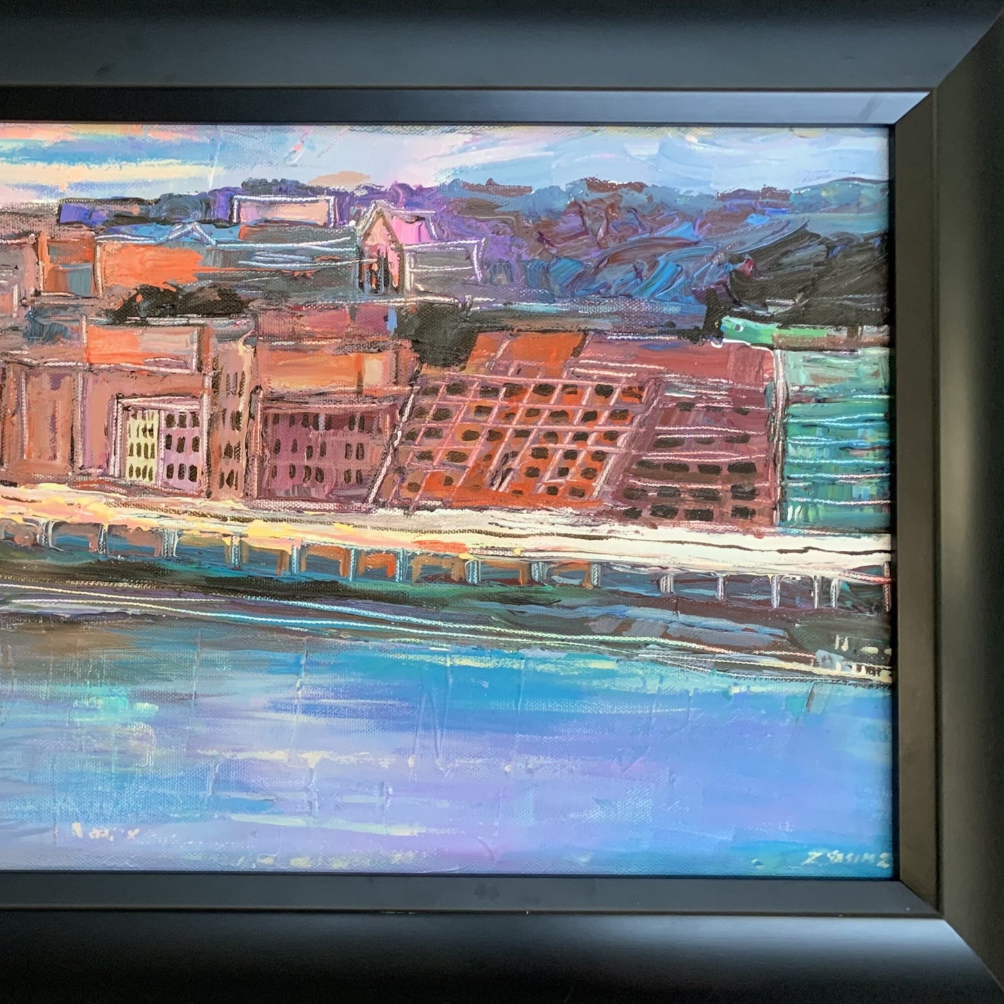 CUSTOM FRAME ONLY | Black Wood Frame, Simple, Deep and Substantial | Created for Commissioned Georgetown Painting | Painting 12 by 36 inches