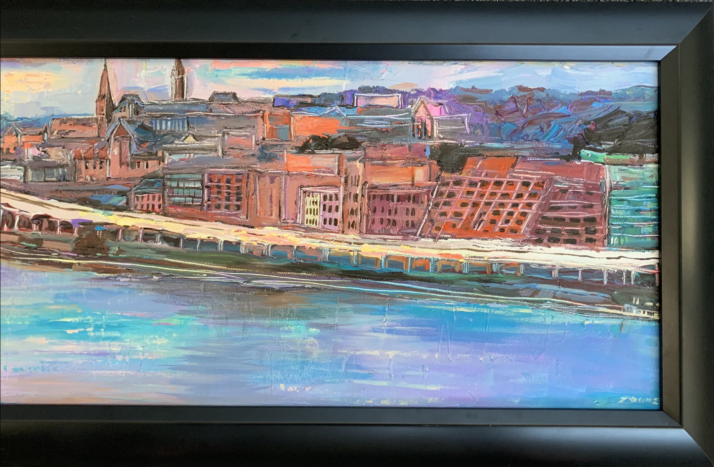 CUSTOM FRAME ONLY | Black Wood Frame, Simple, Deep and Substantial | Created for Commissioned Georgetown Painting | Painting 12 by 36 inches