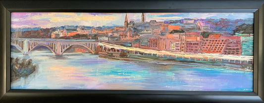 CUSTOM FRAME ONLY | Black Wood Frame, Simple, Deep and Substantial | Created for Commissioned Georgetown Painting | Painting 12 by 36 inches