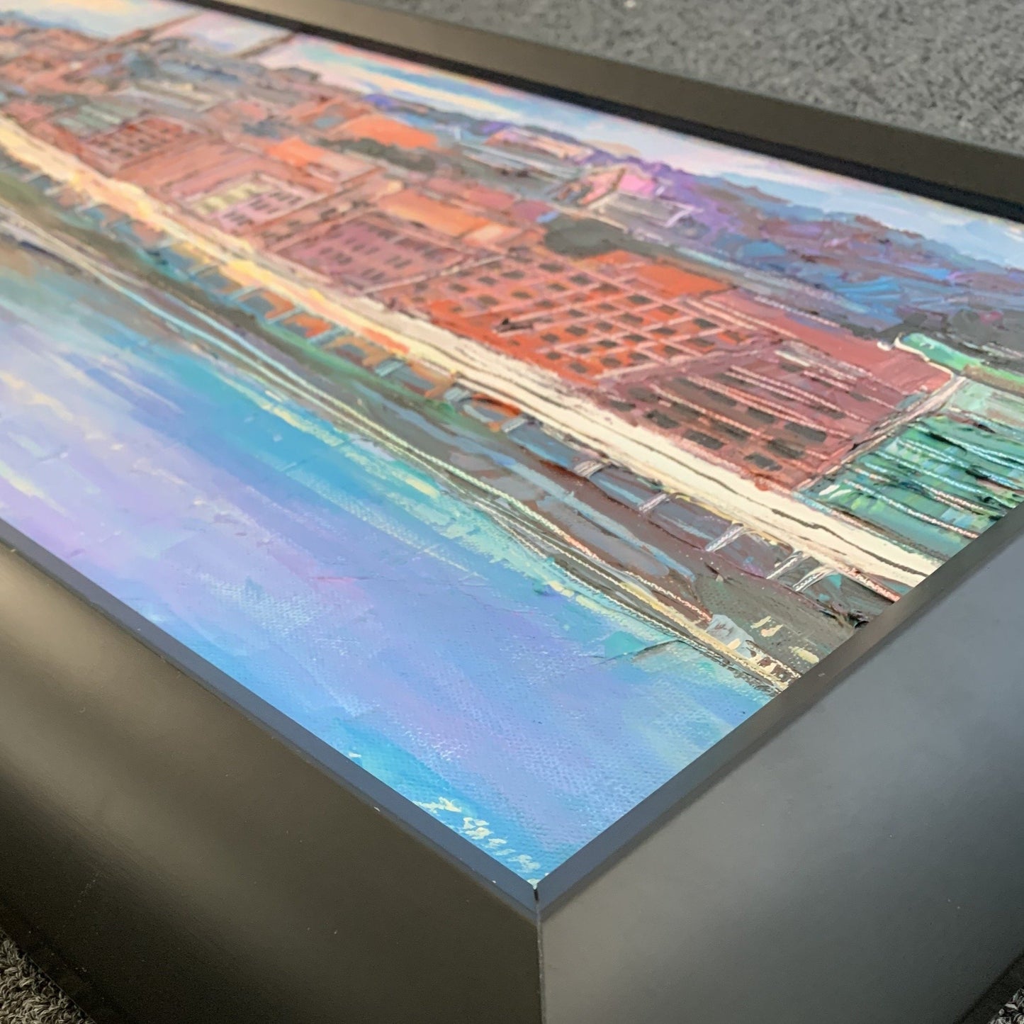 CUSTOM FRAME ONLY | Black Wood Frame, Simple, Deep and Substantial | Created for Commissioned Georgetown Painting | Painting 12 by 36 inches