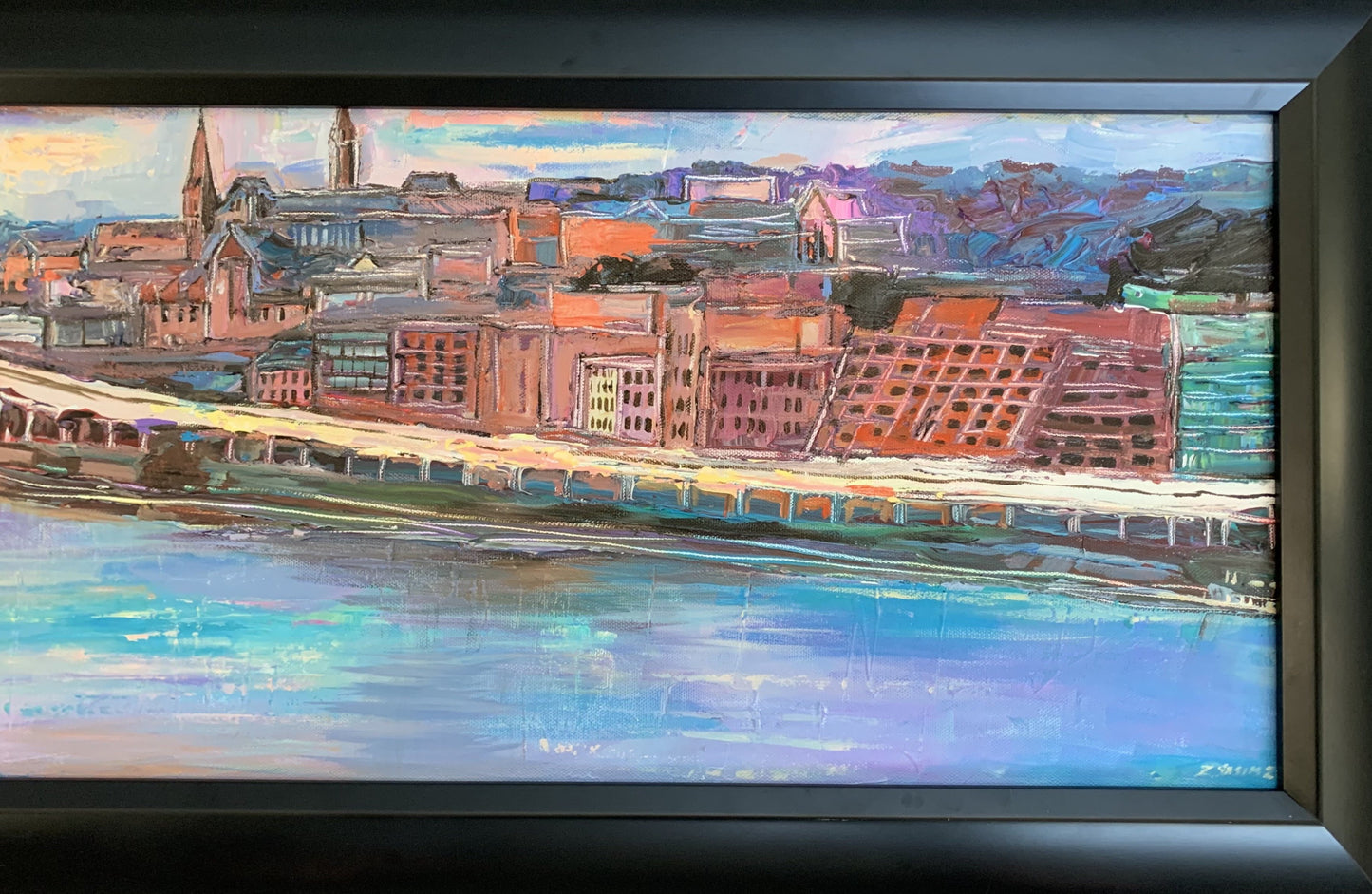 CUSTOM FRAME ONLY | Black Wood Frame, Simple, Deep and Substantial | Created for Commissioned Georgetown Painting | Painting 12 by 36 inches