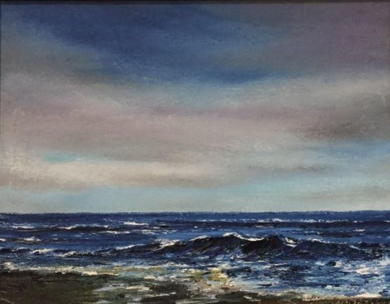 Beach Art | "Twilight Tides I" I Oil Painting by Claire Howard | 15.5" by 18"