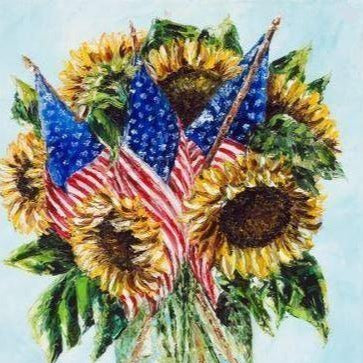 Patriotic Art | USA Flag Art | "American Sunshine" | Original Oil Painting by Claire Howard | 30" x 24" | Commission