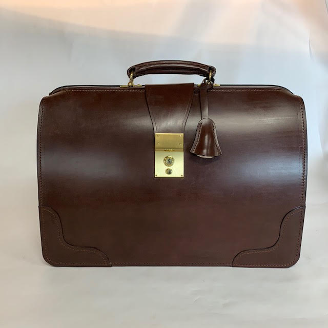 Bespoke Top Frame Briefcase | The Burr Briefcase | Hand Stitched | Finest Quality | Havana Bridle Hide | Tan Suede | Brass Fittings