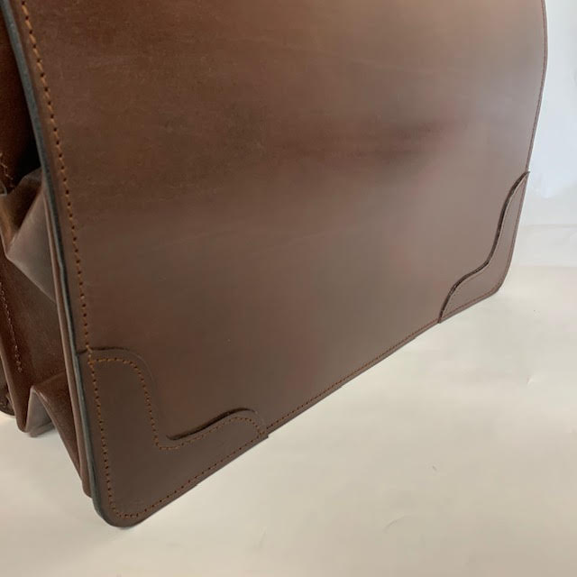 Bespoke Top Frame Briefcase | The Burr Briefcase | Hand Stitched | Finest Quality | Havana Bridle Hide | Tan Suede | Brass Fittings
