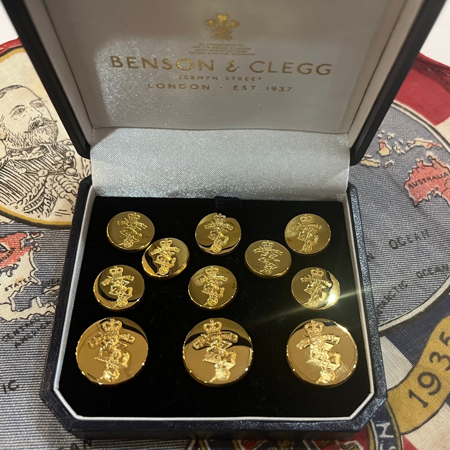 Gorgeous REME Gold Blazer Buttons | Gold Plated Blazer Buttons | Made in England | Benson and Clegg, London
