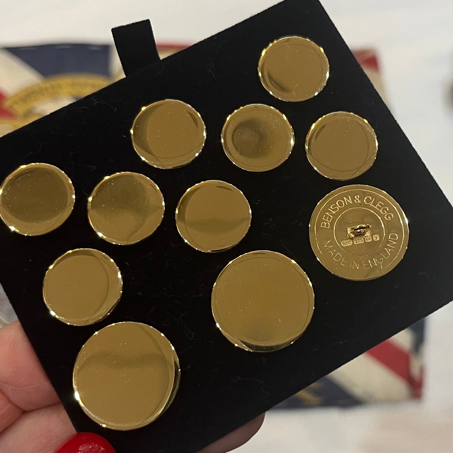 9ct Plain Solid Gold 9ct Gold Single Breasted Blazer Button Set by Benson & Clegg, London