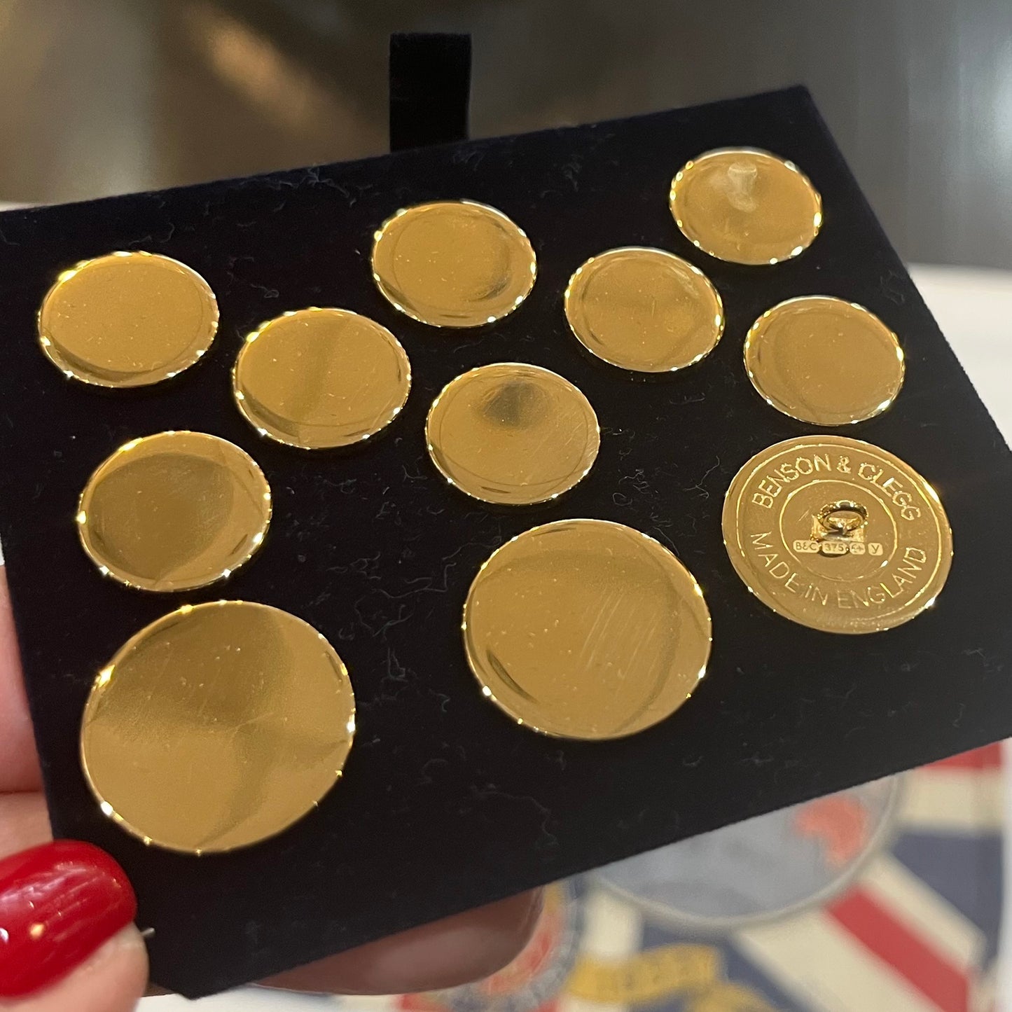 9ct Plain Solid Gold 9ct Gold Single Breasted Blazer Button Set by Benson & Clegg, London