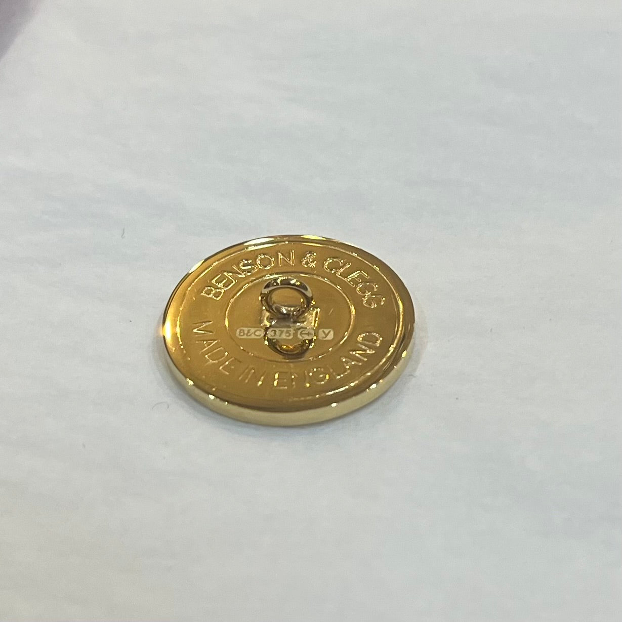 9ct Plain Solid Gold 9ct Gold Single Breasted Blazer Button Set by Benson & Clegg, London
