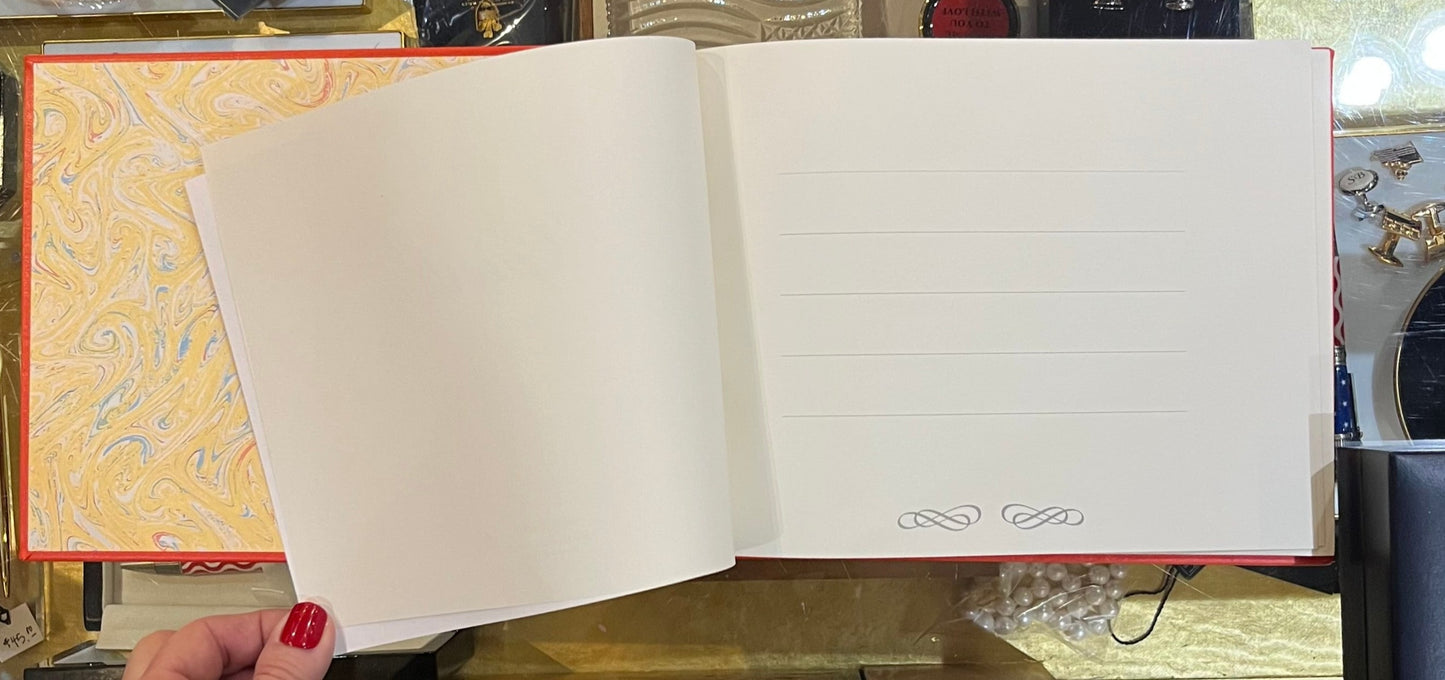 Guest Book | Gold Border | 7 by 9 Inches | Guests at the top of each page | Personalized