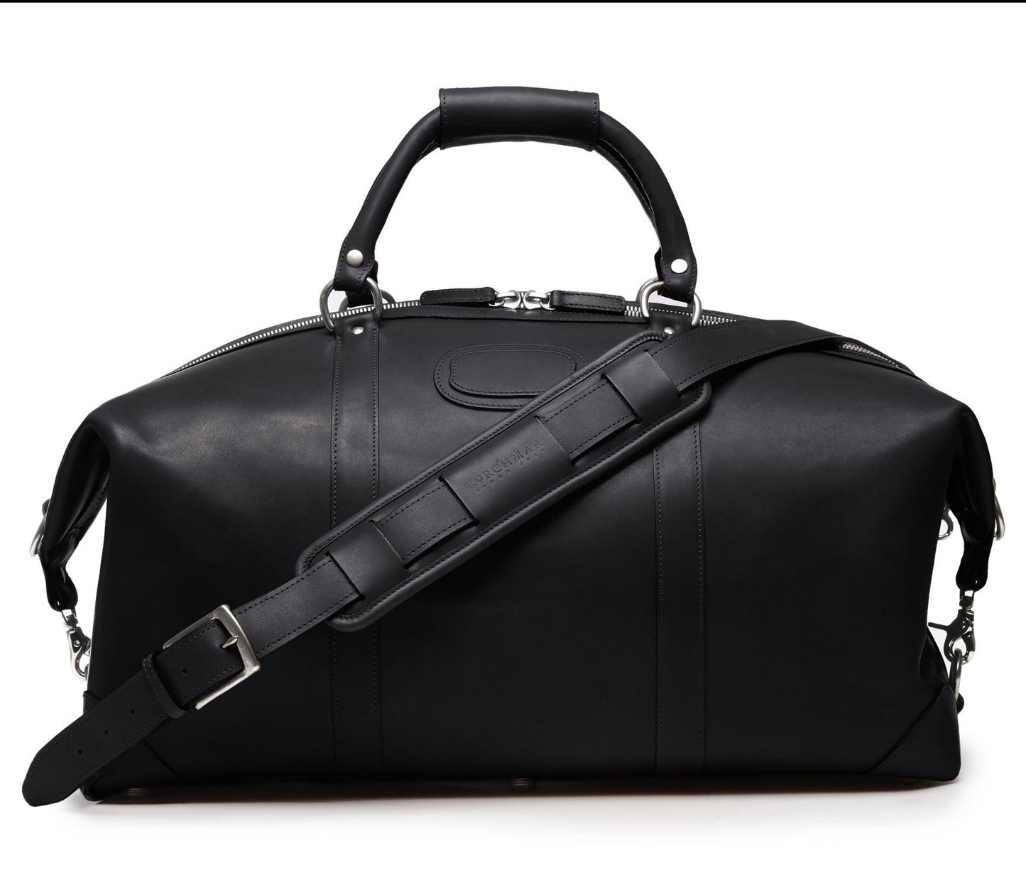 Duffel Bag | All Leather | Twain Black, Brown, and Tan Leather Duffel | 22 Inch | Korchmar Leather | Personalized