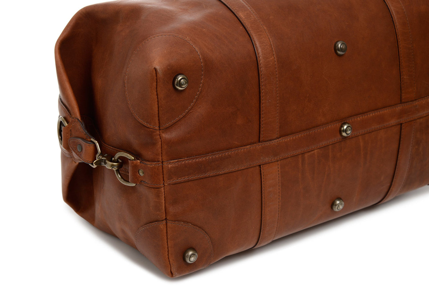 Duffel | All Leather Duffle | Twain Brown Leather Duffel | Korchmar Leather | Initials Included