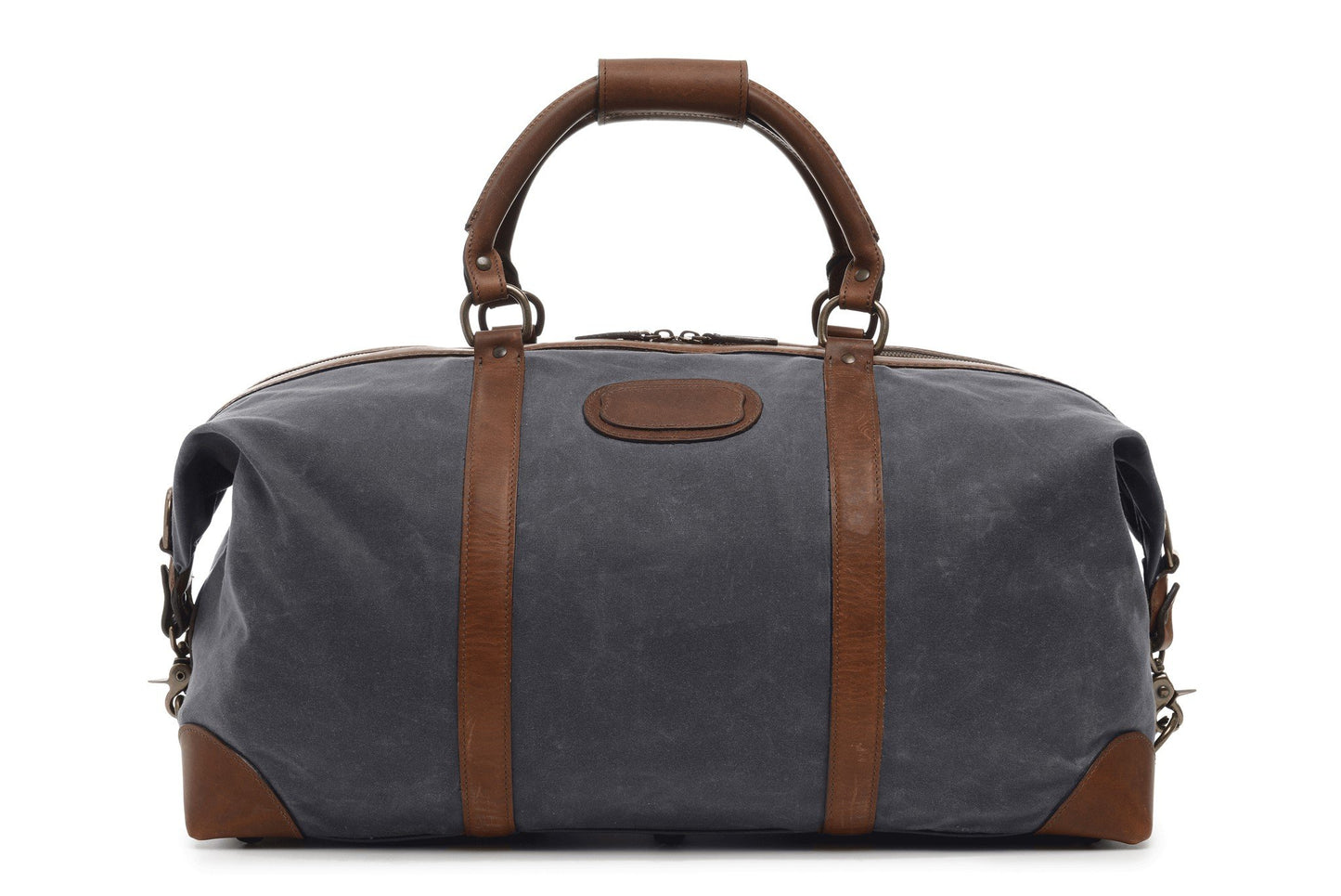Duffel | Grey Waxed Cotton and Leather Duffle | Twain Canvas Duffle | Korchmar Leather | Initials Included