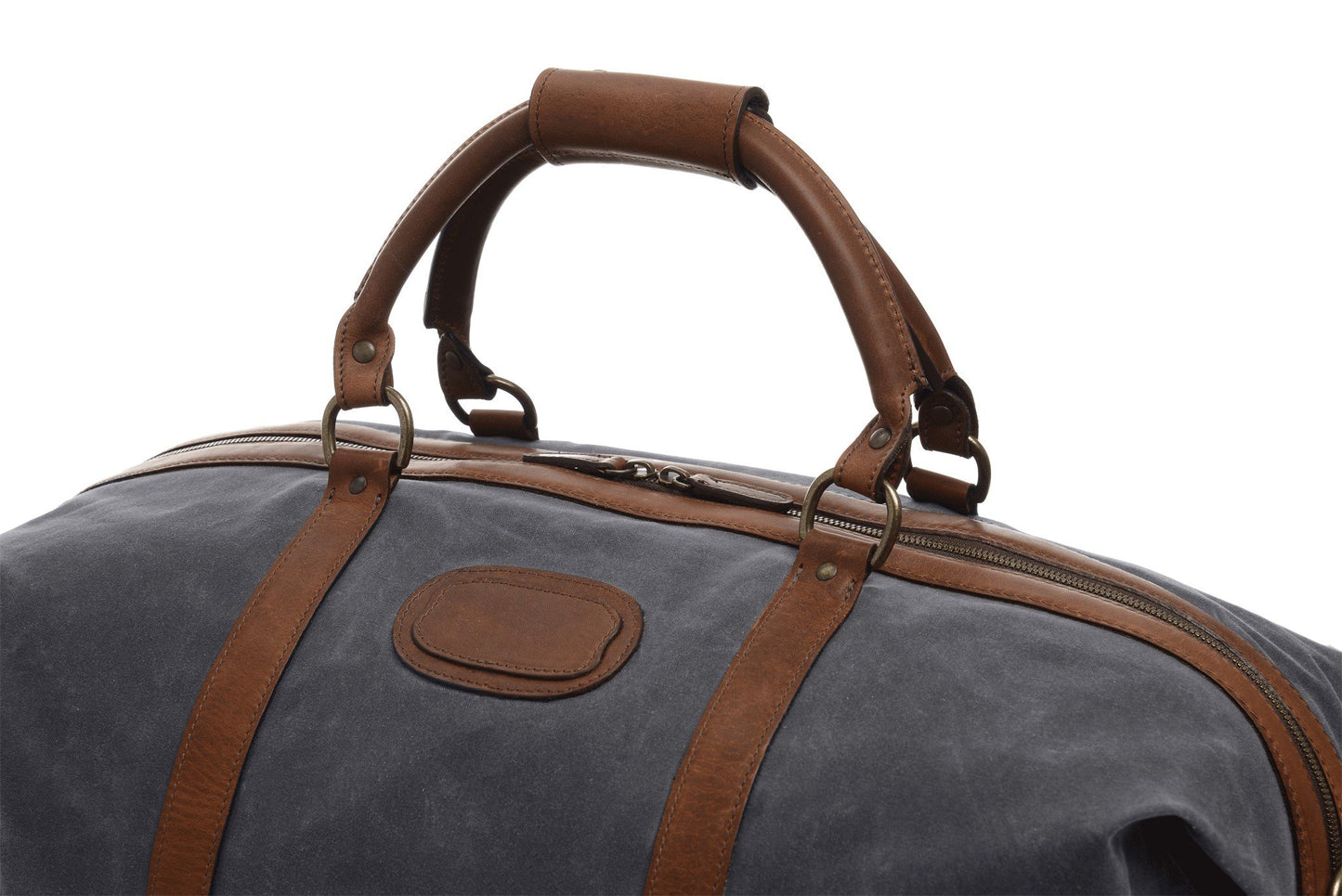 Duffel | Grey Waxed Cotton and Leather Duffle | Twain Canvas Duffle | Korchmar Leather | Initials Included