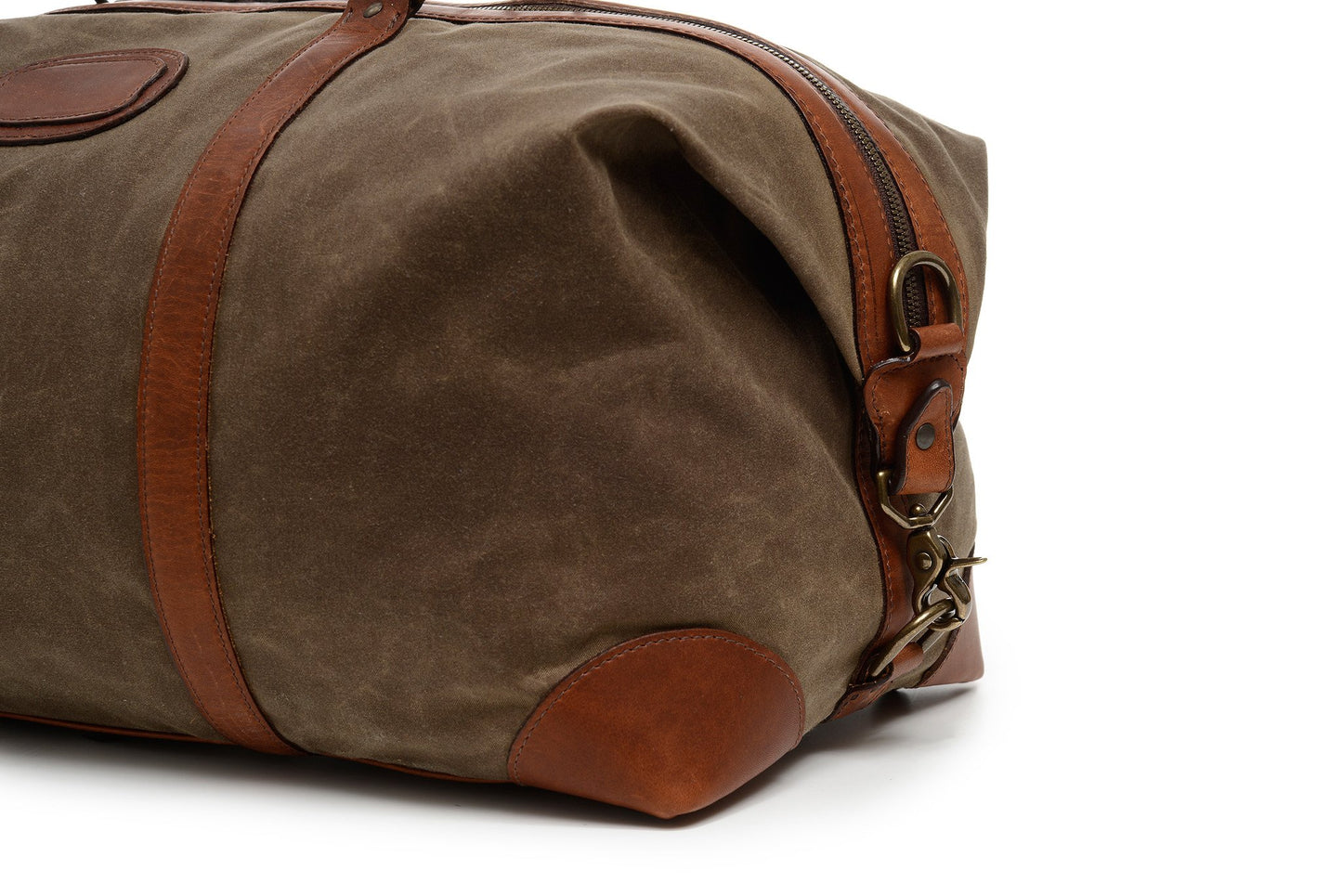 Duffel | Tan Waxed Cotton and Leather Duffle | Twain Canvas Duffle | Korchmar Leather | Initials Included