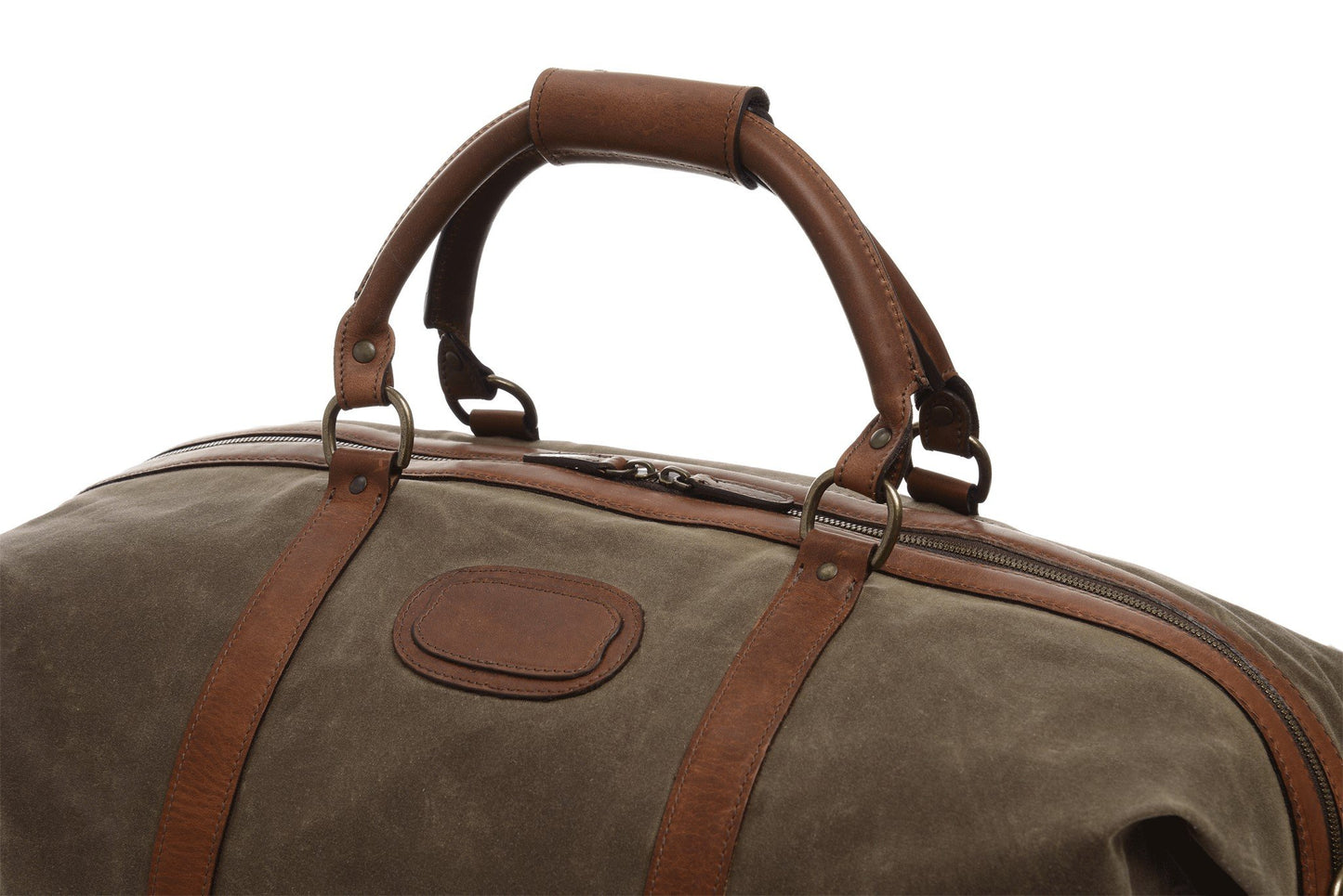 Duffel | Tan Waxed Cotton and Leather Duffle | Twain Canvas Duffle | Korchmar Leather | Initials Included