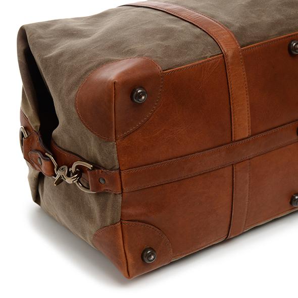 Duffel | Tan Waxed Cotton and Leather Duffle | Twain Canvas Duffle | Korchmar Leather | Initials Included