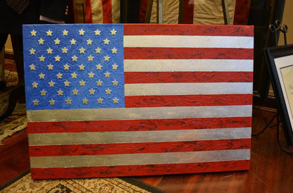 Original America Flag | Original Painting | 25 by 24 Inches | Sue Israel-Acrylic Painting-Sterling-and-Burke