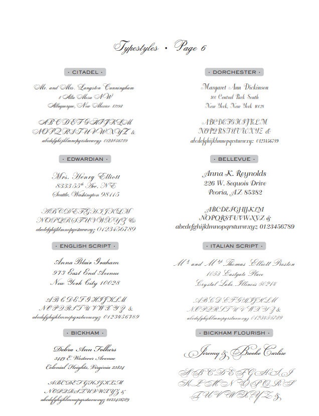 Fonts Styles | Studio Burke DC | Stationery Type Face Offerings
