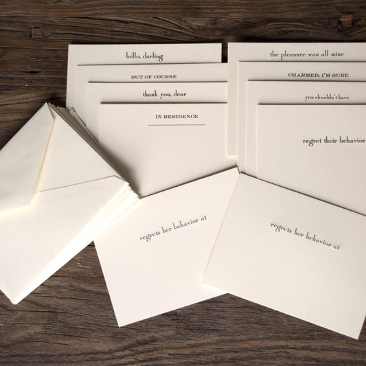 "In Residence" | New Address Cards | Engraved Card Stationery | Set of 10 | Dempsey and Carroll-Stationery-Sterling-and-Burke