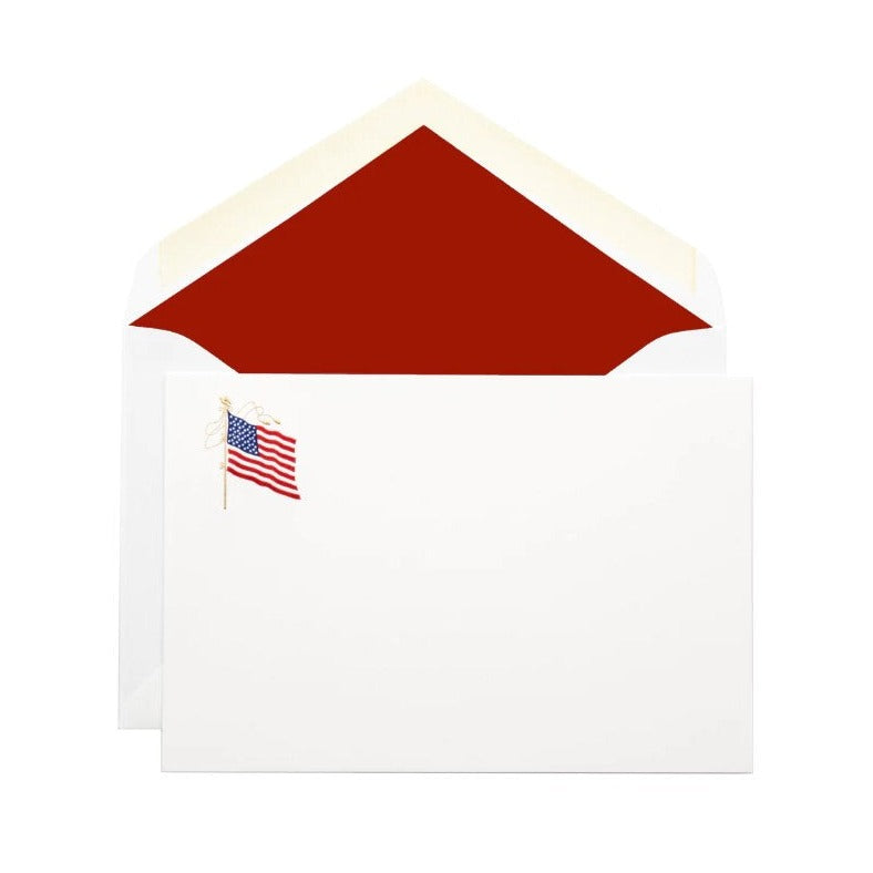 American Flag | US Flag Cards | Engraved Card Stationery | Set of 10 | Dempsey and Carroll
