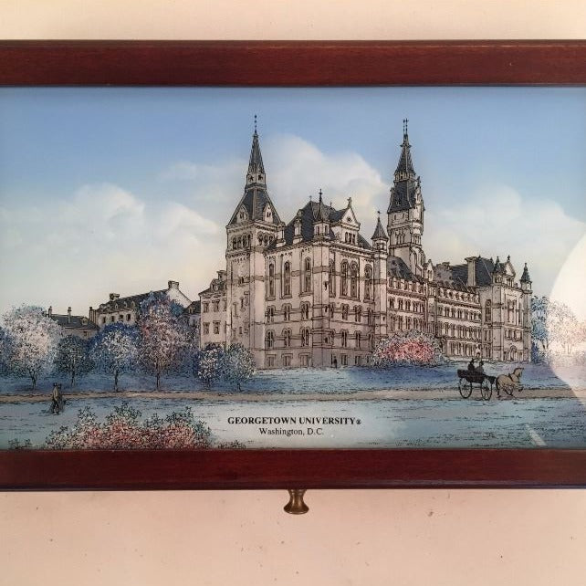 Georgetown University | Large Desk Box | Sample of authentic Eglomise