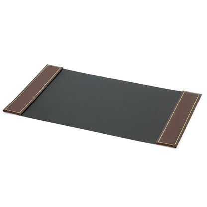 Brown Leather Desk Blotter | Leather Desk Pad with Gold Tooling