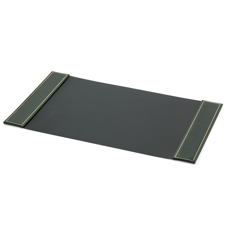 Green Leather Desk Blotter | Leather Desk Pad with Gold Tooling