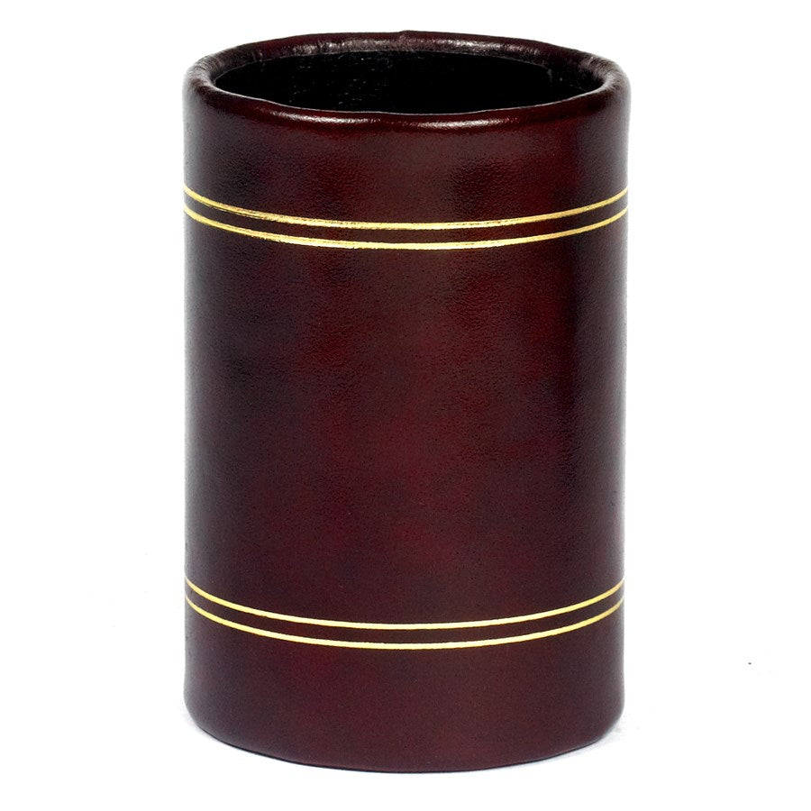 Burgundy Leather Desk Accessories | Hand Made in USA | Individual Luxury Leather Desk Accessories with Gold Tooling