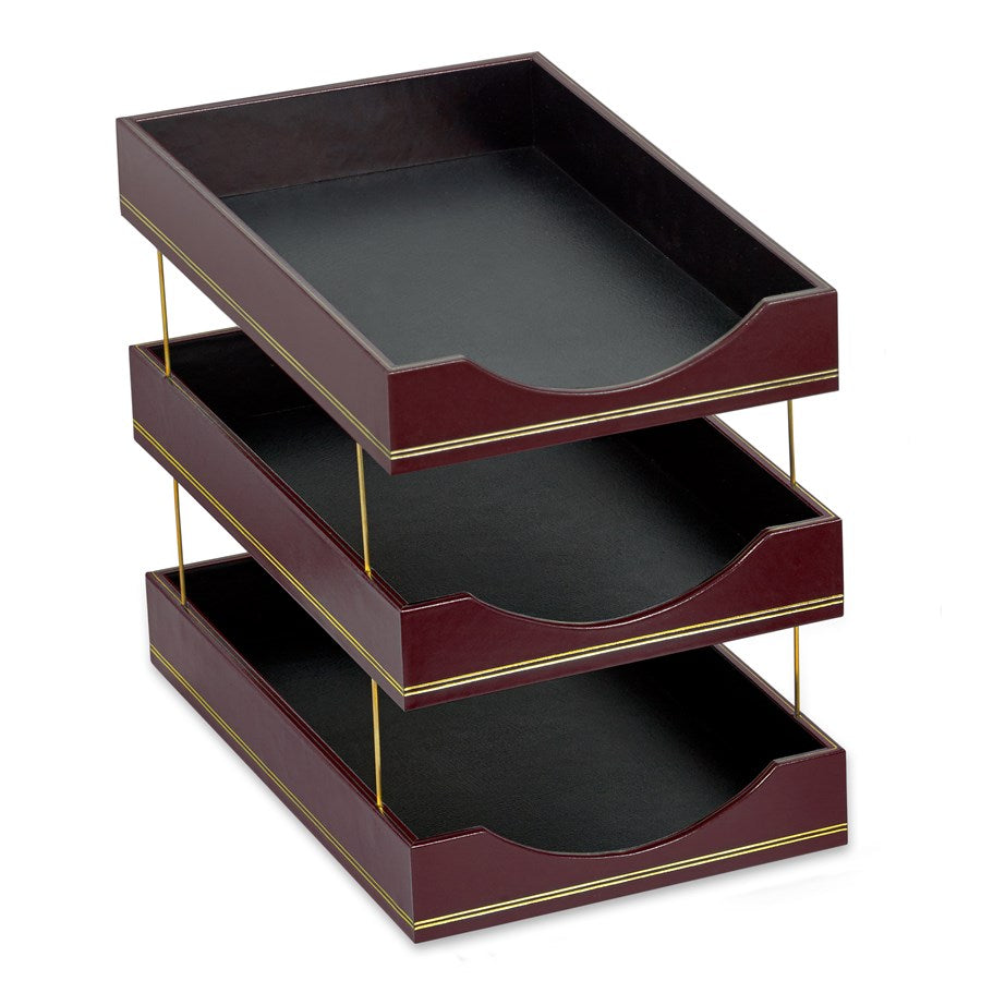 Black Leather Desk Accessories | Hand Made in USA | Individual Luxury Leather Desk Accessories with Gold Tooling