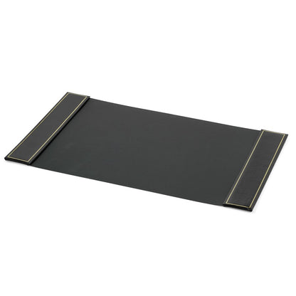 Black Leather Desk Blotter | Leather Desk Pad with Gold Tooling
