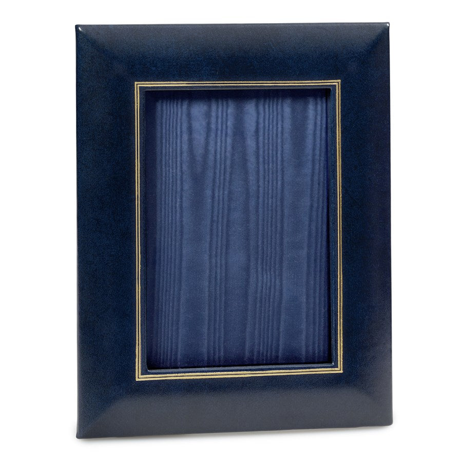 Navy Blue Leather Desk Accessories | Hand Made in USA | Individual Luxury Leather Desk Accessories with Gold Tooling