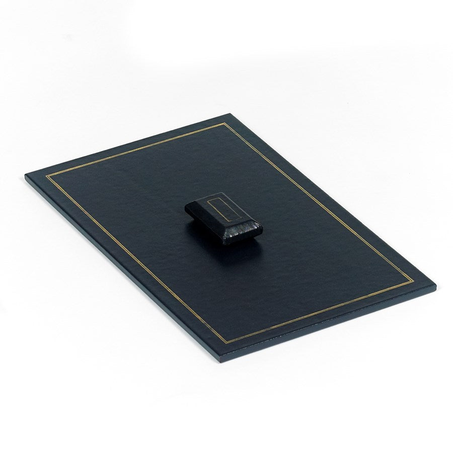 Black Leather Desk Accessories | Hand Made in USA | Individual Luxury Leather Desk Accessories with Gold Tooling