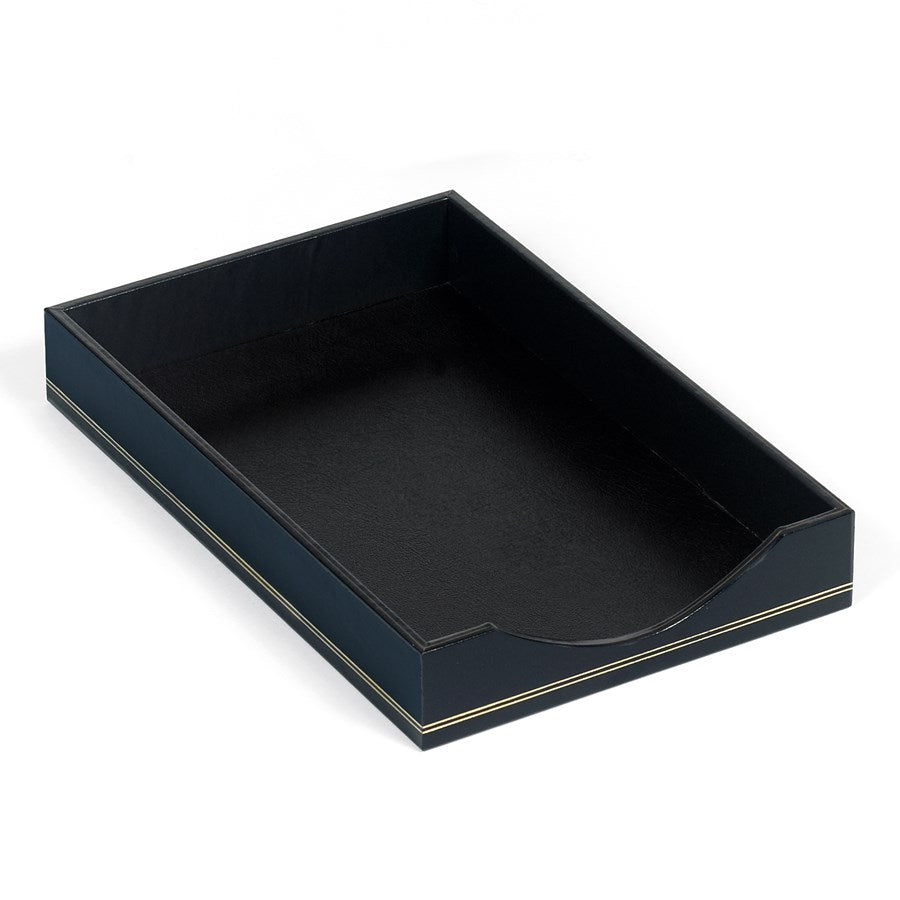 Black Leather Desk Accessories | Hand Made in USA | Individual Luxury Leather Desk Accessories with Gold Tooling