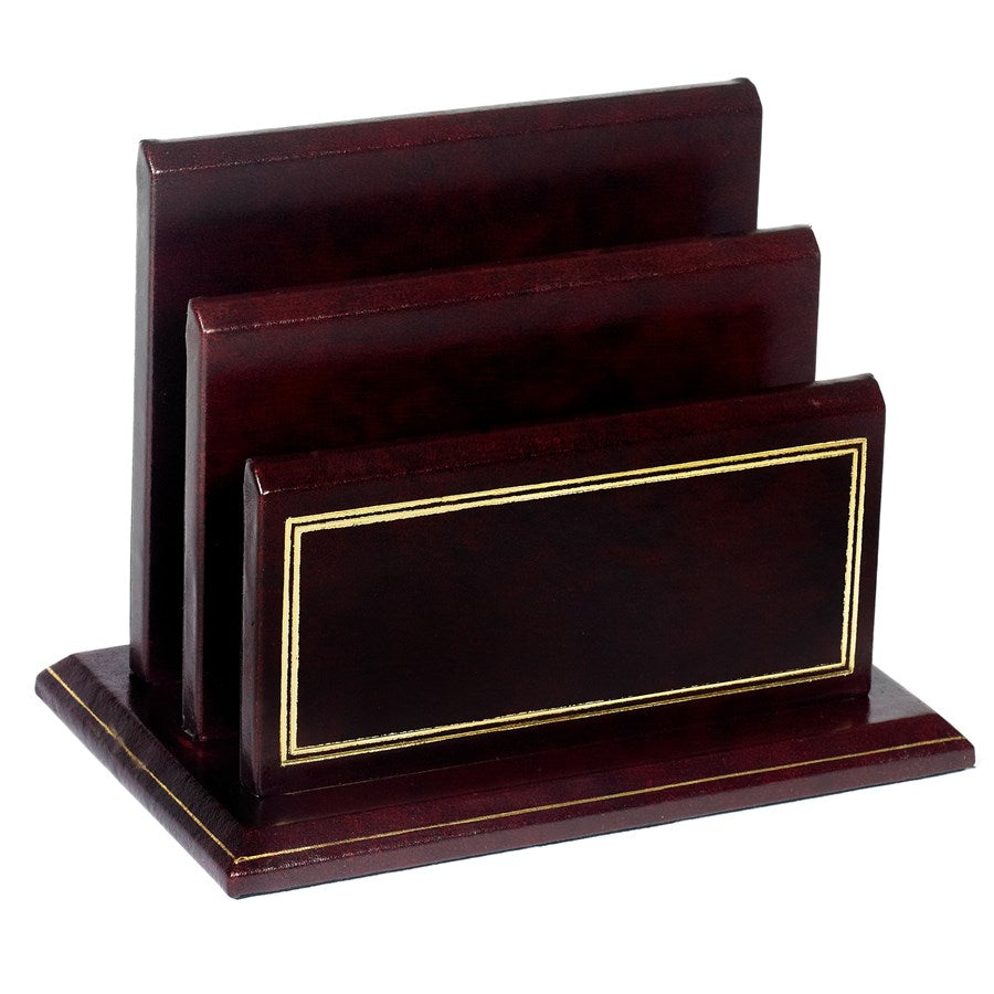 Burgundy Leather Stationery Holder Rack | Quality Leather with Gold Tooling