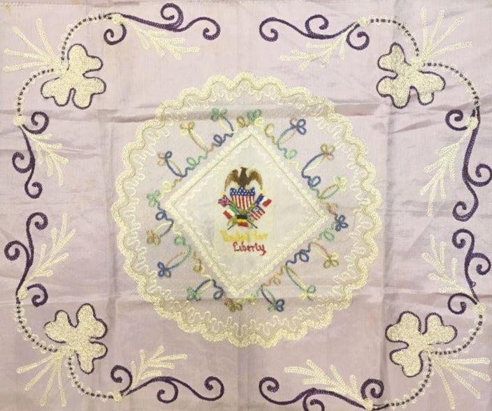 United for Liberty | Vintage American Eagle and Flag Handkerchief | Patriotic Textile | 20.5" x 17.5" unframed