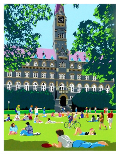 Georgetown Univ Art | Georgetown University | Framed Hoya Beach Club | artist Joseph Craig English | 13 by 16 Inches-Giclee Print-Sterling-and-Burke