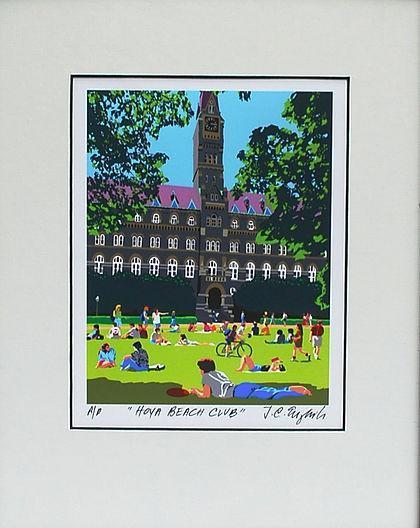 Georgetown Univ Art | Georgetown University | Framed Hoya Beach Club | artist Joseph Craig English | 13 by 16 Inches-Giclee Print-Sterling-and-Burke